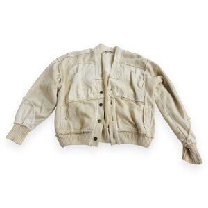 Free People Women's Mixed Material Distressed Jacket